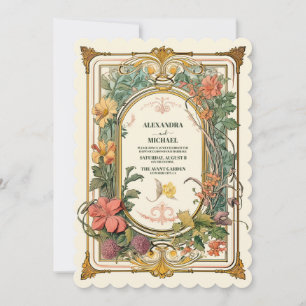 Convite Casamento Vintage Floral Art Nouveau