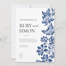 Casamento Vintage Floral Azul Elegante