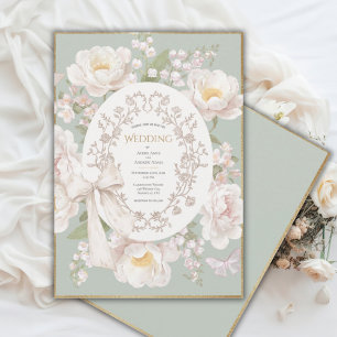 Convite Casamento Vintage Floral de Peônia Lírio