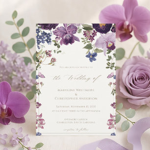 Convite Casamento vintage Floral Lilac