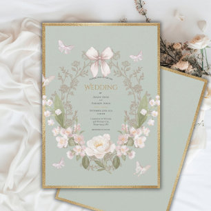 Convite Casamento Vintage Floral Peônia