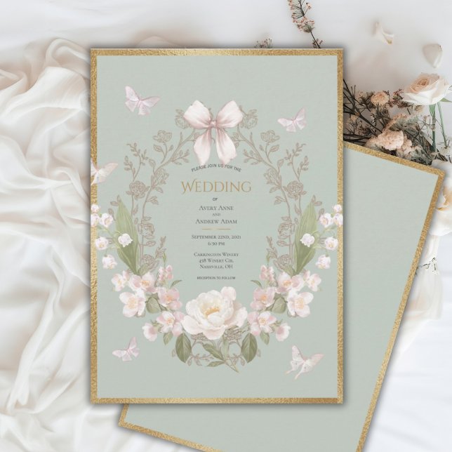 Convite Casamento Vintage Floral Peônia (Criador carregado)
