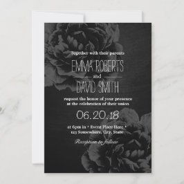 Convite Casamento Vintage Floral Preto Elegante
