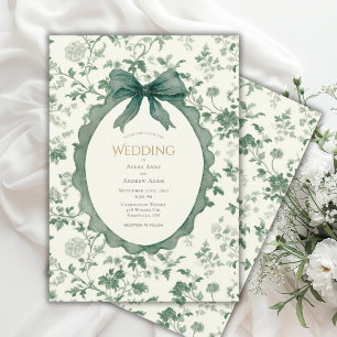 Convite Casamento Vintage Floral Verde