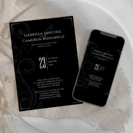 Convite Casamento vintage Formal Preto e Branco 2.0