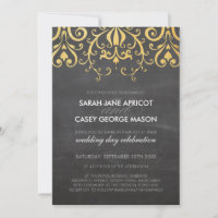 CASAMENTO VINTAGE INVITE ouro de filigrana no quad