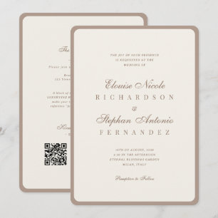 Convite Casamento Vintage Marfim e Taupe Old Money Tudo em