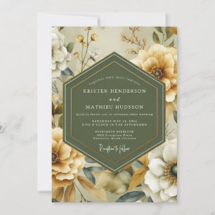 Convite Casamento Vintage Marigold Sage