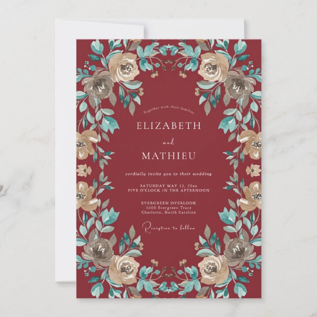 Convite Casamento Vintage Marrom Refined (Frente)