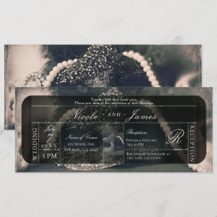 Convite Casamento Vintage Máscara e Pérolas