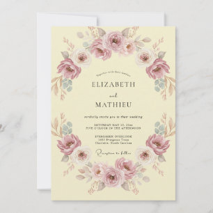 Convite Casamento Vintage Mauve Elegante