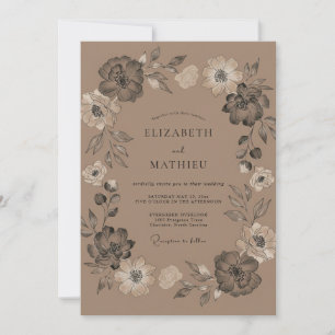 Convite Casamento Vintage Mocha Moody