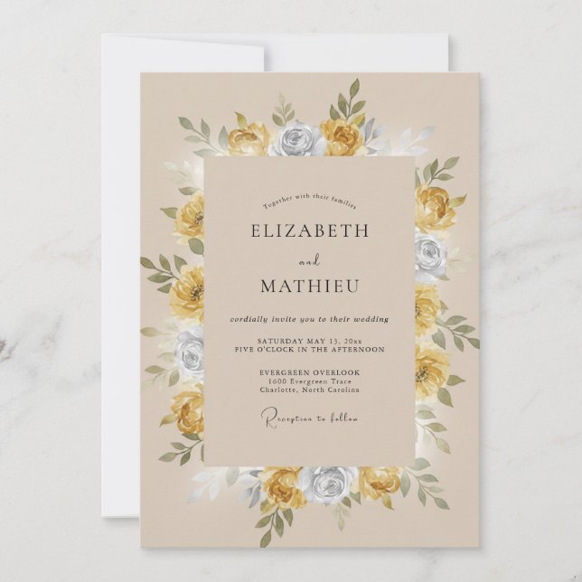 Convite Casamento Vintage Mostarda Luxuriante (Frente)