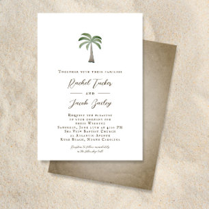 Convite Casamento Vintage na Praia com Palmeira Tropical