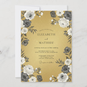 Convite Casamento Vintage Ocre Lustroso