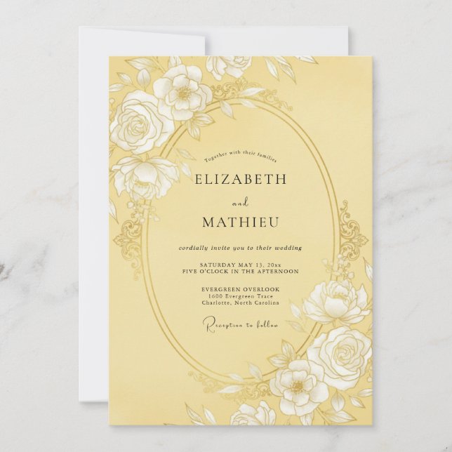 Convite Casamento Vintage Ornate com Buttercream (Frente)