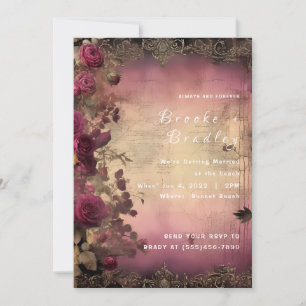 Convite Casamento Vintage Parchment & Rose