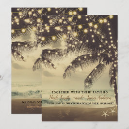 Convite Casamento Vintage Praia Oceano Palmeiras & Luzes