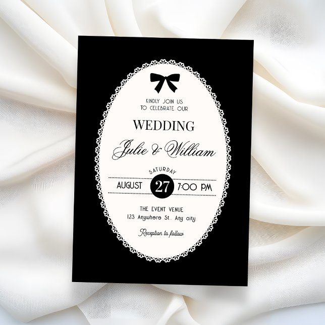 Convite Casamento vintage preto e branco (Criador carregado)