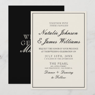 Convite Casamento Vintage Preto e Branco com Estilo e Dinh