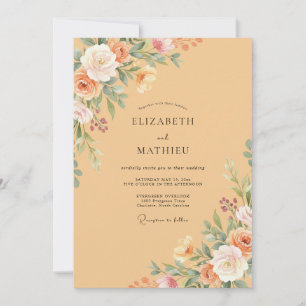 Convite Casamento Vintage Quente Damasco