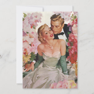 Convite Casamento Vintage, Recém-casados Noiva e Noivo Ret