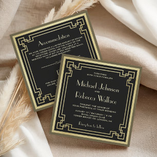 Convite Casamento Vintage Retro Art Deco Tudo em Um