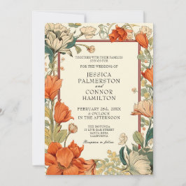 Convite Casamento vintage retro floral