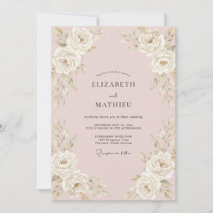 Convite Casamento Vintage Romântico Rosa Bege