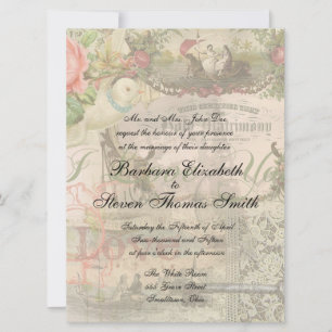 Convite Casamento vintage Rosa