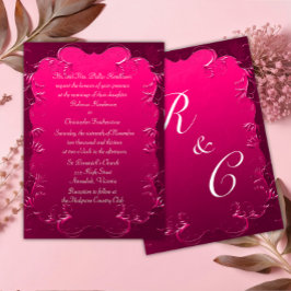 Convite Casamento vintage Rosa Romântico Elegância