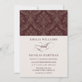 Convite Casamento Vintage Royal Burgundy