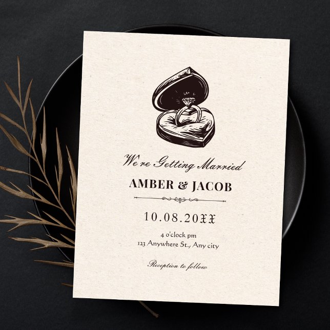 Convite Casamento vintage simples e elegante  (Criador carregado)