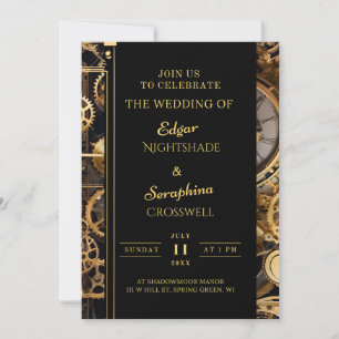 Convite Casamento Vintage Steampunk Extravaganza