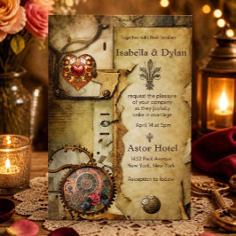 Convite Casamento Vintage Steampunk | Industrial Vitoriano