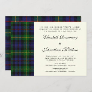 Convite Casamento vintage, Tartan Farquharson Pattern