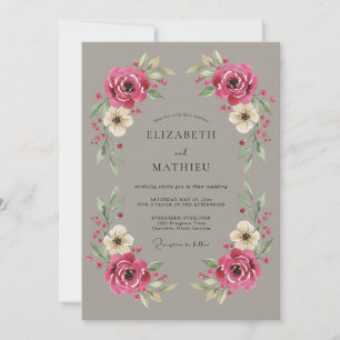 Convite Casamento Vintage Taupe Atemporal