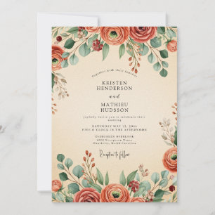 Convite Casamento Vintage Terracota Eucalipto