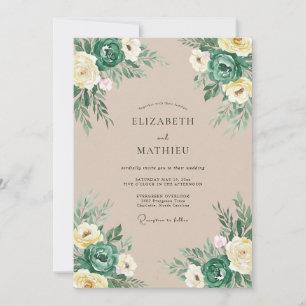 Convite Casamento Vintage Terroso Verde Água
