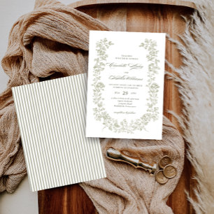 Convite CASAMENTO Vintage Verde Oliva Floresta de Charlott