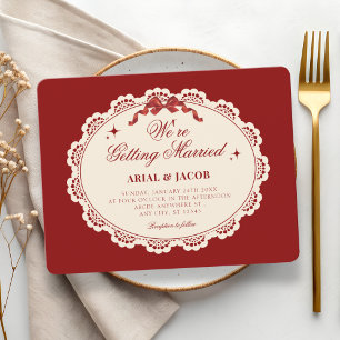 Convite Casamento vintage vermelho