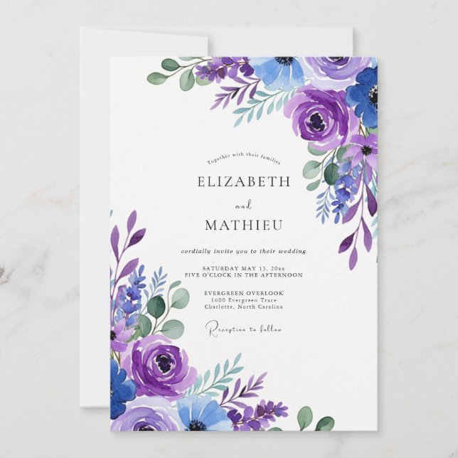 Convite Casamento Violet Alluring Spring (Frente)