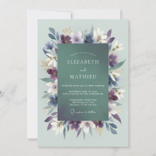 Convite Casamento Violet Leafy Seafoam