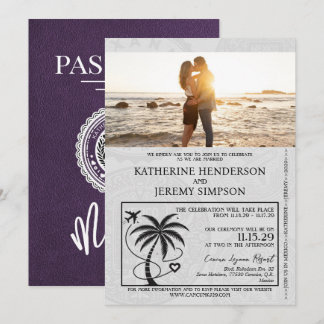 Convite Casamento Violet Mexico Passport