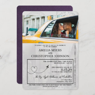 Convite Casamento Violet Purple Nova Iorque Passport