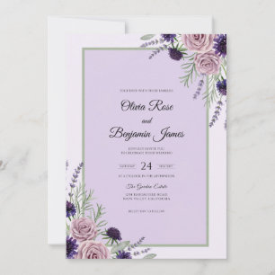 Convite Casamento Violeta Ameixa Ranunculus Eucalipto