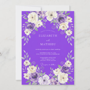Convite Casamento Violeta Branco Ranunculus Eucalipto