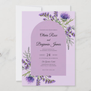 Convite Casamento Violeta Cardo Cinza Eucalipto