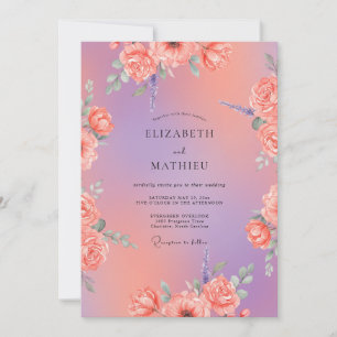 Convite Casamento Violeta Damasco Ranunculus Eucalipto