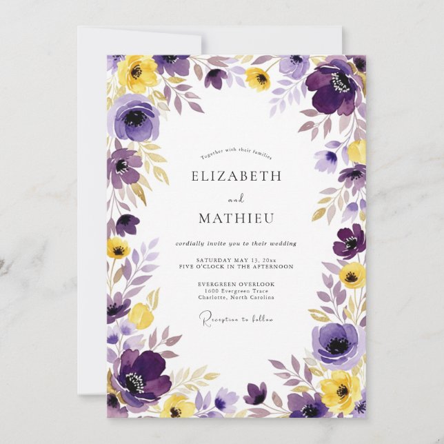 Convite Casamento Violeta Exuberante de Primavera (Frente)
